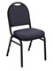 Dome Top Fabric Padded Stacking Chair By National Public Seating, 9200 Series-Navy Dot with Black Frame
