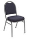 Dome Top Fabric Padded Stacking Chair By National Public Seating, 9200 Series-Navy Dot with Silver Frame