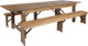 40" Wide Hercules Antique Rustic Solid Pine Folding Farm with 2 Bench Set -9 Foot Table with 2 Benches