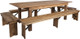 40" Wide Hercules Antique Rustic Solid Pine Folding Farm Table with 2 Long Benches & 2 Short Benches Set-8 Ft Table