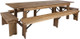 40" Wide Hercules Antique Rustic Solid Pine Folding Farm Table with 2 Long Benches & 2 Short Benches Set-9 Ft Table