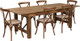 8 Ft Antique Rustic Farm Table Set with 6, 8, or 10 Cross Back Chairs and Cushions-6 Cross Back Chairs