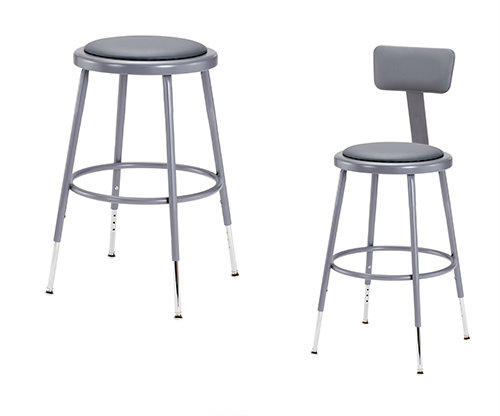 6400 Series Round Science Lab Stool with Padded Seat, Optional