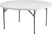 RhinoLite 60" (5 ft) Round Plastic Folding Table, Locking Steel Frame