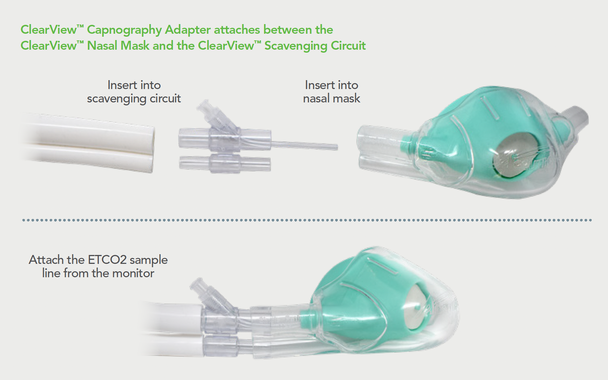 Allows CO2 capnograph monitor sample line connection for the purpose of monitoring patient end-tidal CO2 (EtCO2). 