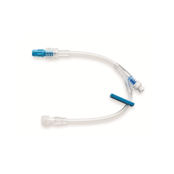 10" IV Extension Set with Rotating Male Luer Lock, Female Luer Lock, Slide Clamp and Needleless Injection Site