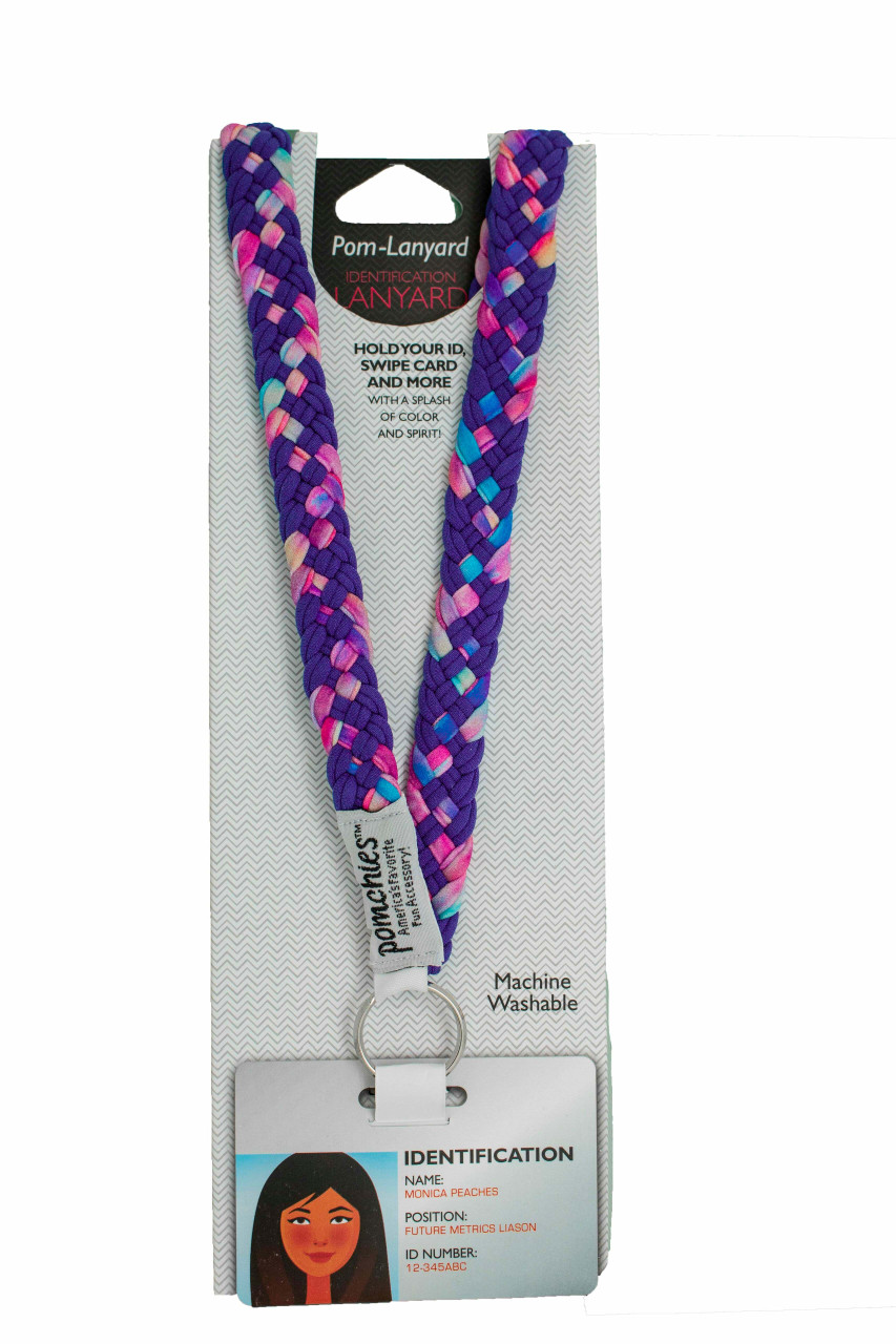 TIE DYE Fabric Lanyard, Tie Dye Badge Holder, Blue Purple Badge