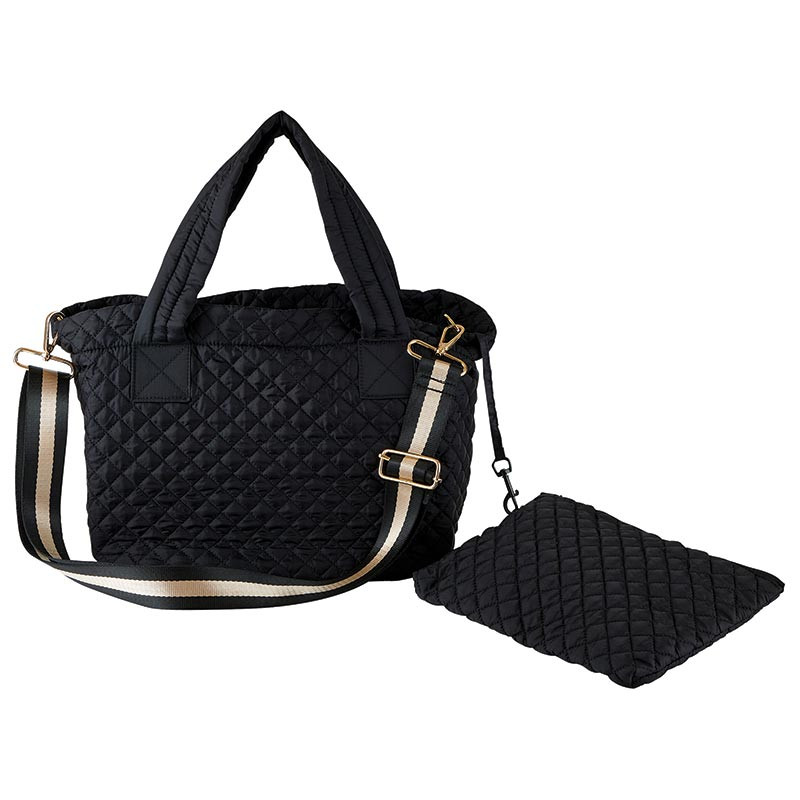 Medium Quilted Tote Black Pomchies