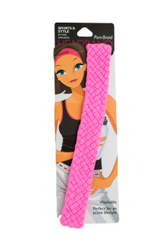 Wide PomBraid Headband - Tropic Pink