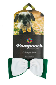 PomPooch Bowtie - Bottle Green/White