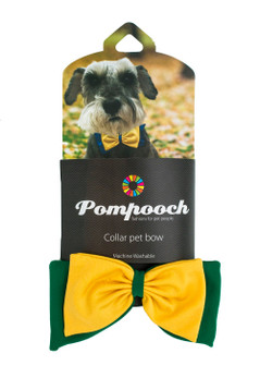 PomPooch Bowtie - Bottle Green/Yellow Gold