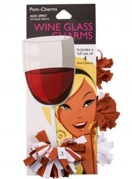 Pom-charms® Wine Glass Charms - Burnt Orange/White