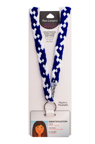 Pom Lanyard - Navy/White