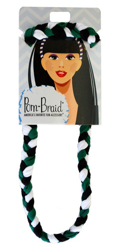 PomBraid Headband - Black/Bottle Green/White