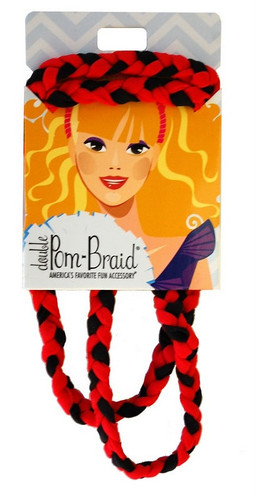 Double PomBraid Headband - Black/Red