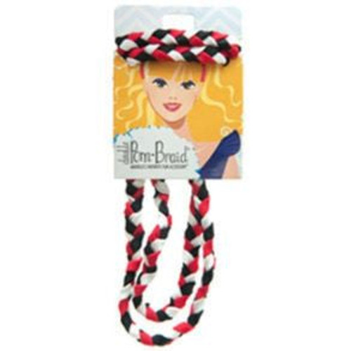 Double PomBraid Headband - Black/Red/White