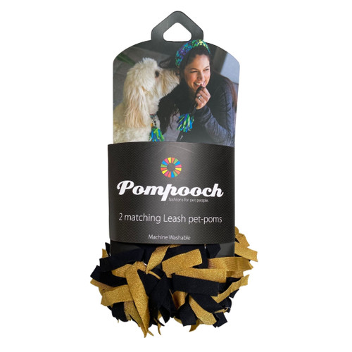 PomPooch Leash Poms - Black/Old Gold