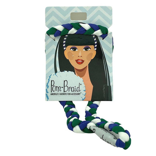 PomBraid Headband - Bottle Green/Purple/White