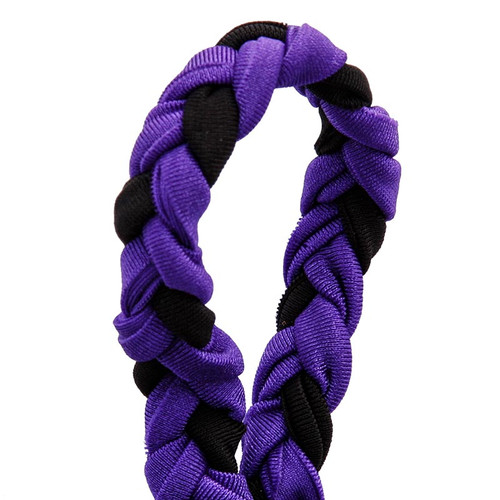 Pom Braid Headband - Black/Purple