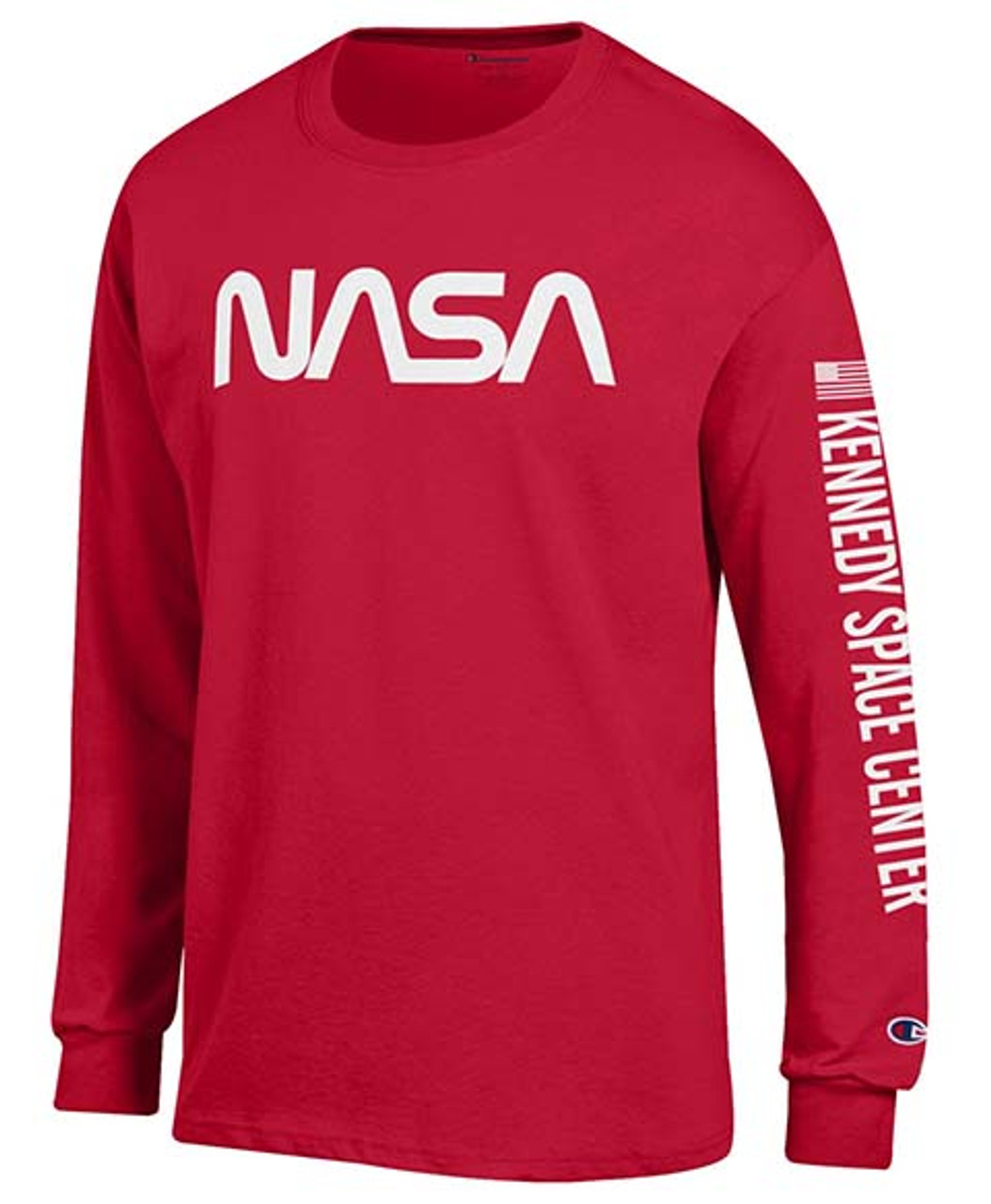 Long Sleeve NASA 'WORM' Logo Tee - Red