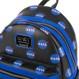 Loungefly Limited Edition NASA Meatball Backpack Black Close Up Loungefly Limited Edition NASA Meatball Backpack Black Close Up