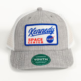 Youth Kennedy Space Center NASA Meatball Trucker Hat Melange Grey Front