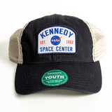 Youth Kennedy Space Center NASA Meatball Patch Trucker Hat Navy Front