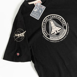 NASA Space Shuttle Approach And Landing Test Tee Black Left Sleeve Close Up