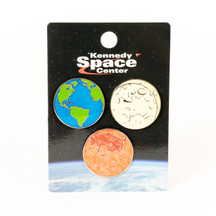 Moon Earth Mars Glow 3 Pin Set