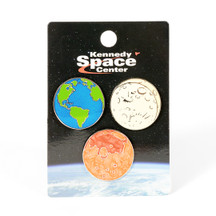 Moon Earth Mars Glow 3 Pin Set