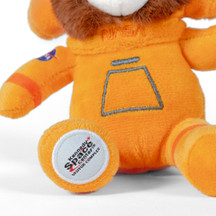 Clip Keychain Plush Astronaut Bear Orange Suit Close Up