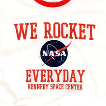 Women's We Rocket Everyday Ringer Tee White Red Close Up Women's We Rocket Everyday Ringer Tee White Red Close Up