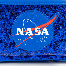 Loungefly NASA Logos Sparkle Backpack Logo Details