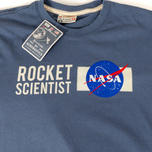 NASA Rocket Scientist Tee Washed Blue Close Up