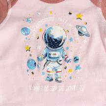 Tiny Explorer Onesie Ballet Pink Close Up