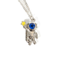 3D Astronaut Birthstone Necklace September