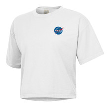 Women's NASA Meatball Embroidered Boxy Crop Tee White