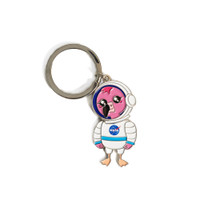 Flamingo Astronaut Swivel Keychain