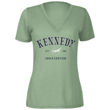 Women's Kennedy Space Center NASA Meatball V-Neck Tee Matcha