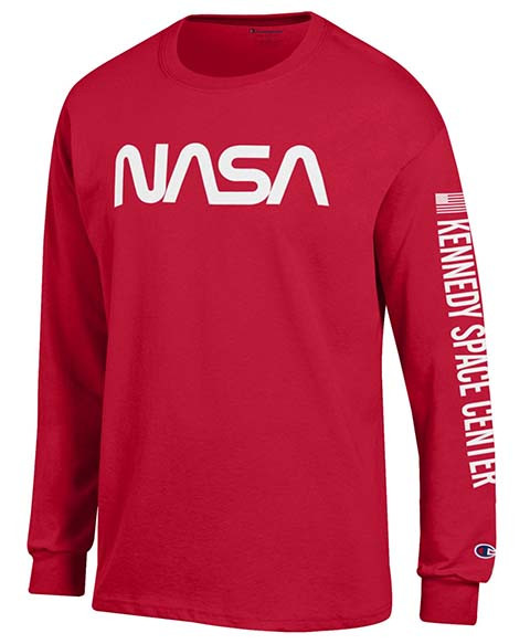 Long Sleeve NASA 'WORM' Logo Tee Red