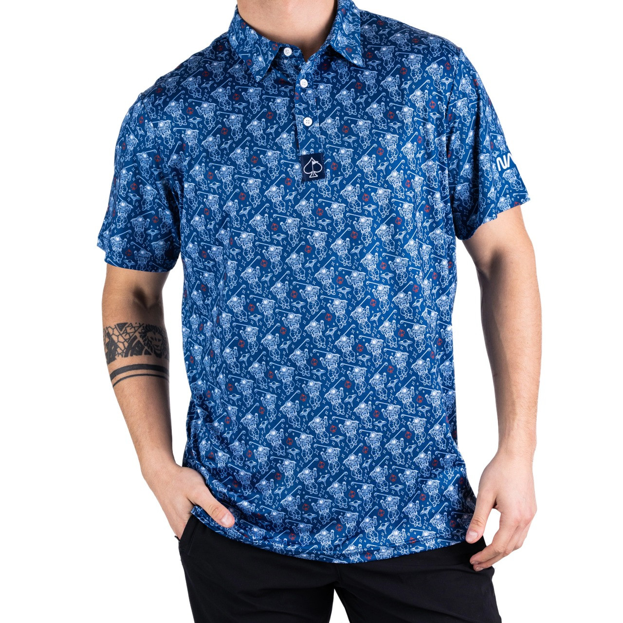 nasa dress shirt Pins & Aces NASA Space Walk Polo Blue S