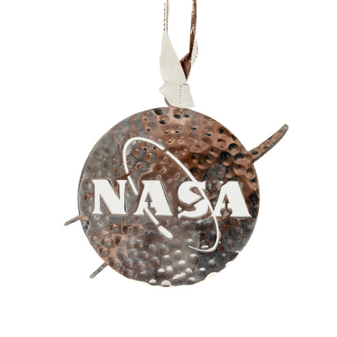 Stainless Steel Hammered Meatball Ornament Close Up