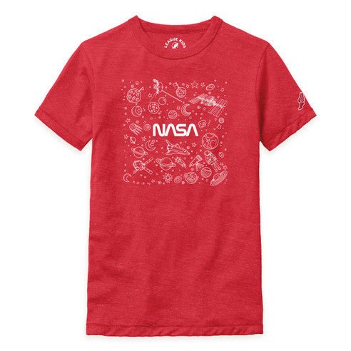 Youth NASA Worm Scatter Icons Tee Red Youth NASA Worm Scatter Icons Tee Red