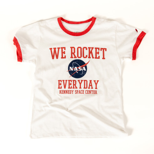 Women's We Rocket Everyday Ringer Tee White Red