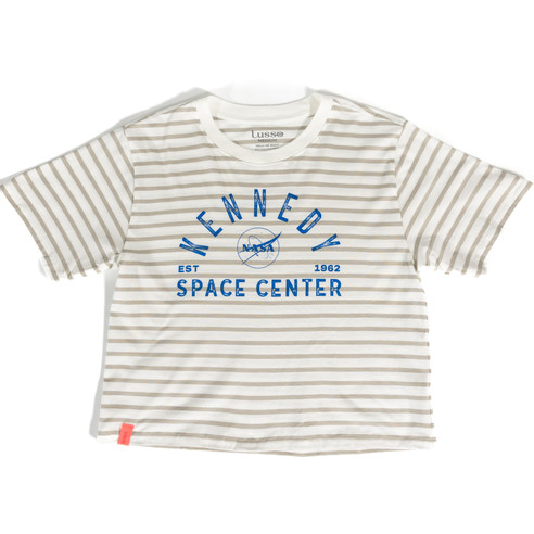 Lusso Women's Kennedy Space Center NASA Meatball Striped Tee Cloud Gray Lusso Women's Kennedy Space Center NASA Meatball Striped Tee Cloud Gray