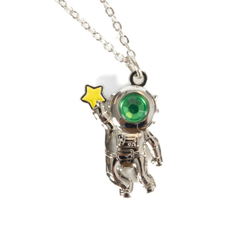 3D Astronaut Birthstone Necklace May