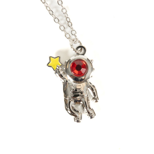 3D Astronaut Birthstone Necklace July