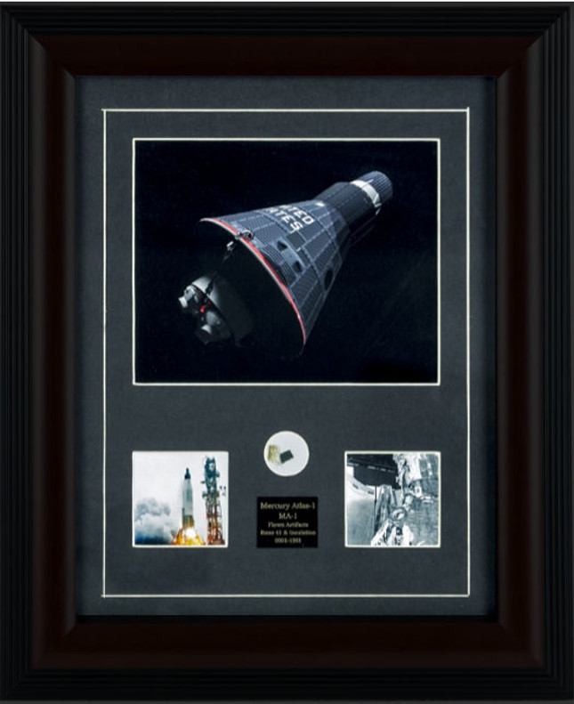 Mercury Atlas Framed photo with spacecraft flown relic