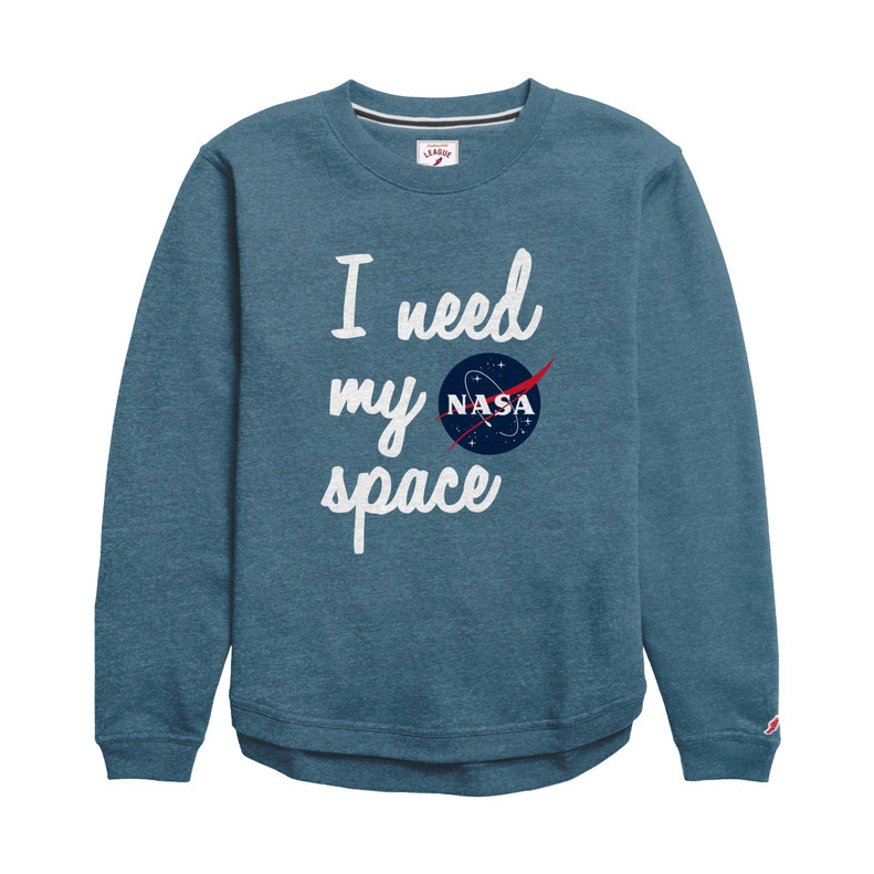 Women's I Need My Space Script Crew Sweatshirt Heather Sapphire Women's I Need My Space Script Crew Sweatshirt Heather Sapphire
