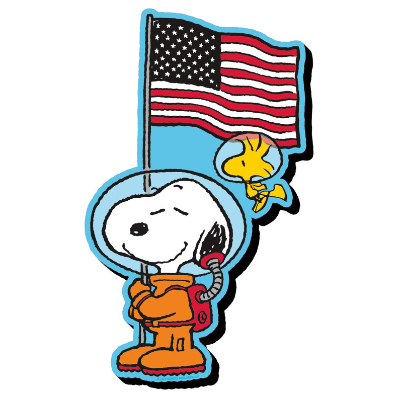 Snoopy In Space With American Flag Chunky Magnet